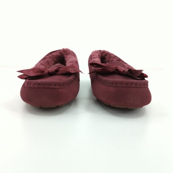 UGG Women 5 Ansley Bow Moccasins Wild Grape Purple Glimmer Wool Lined Suede NEW - Picture 4 of 8